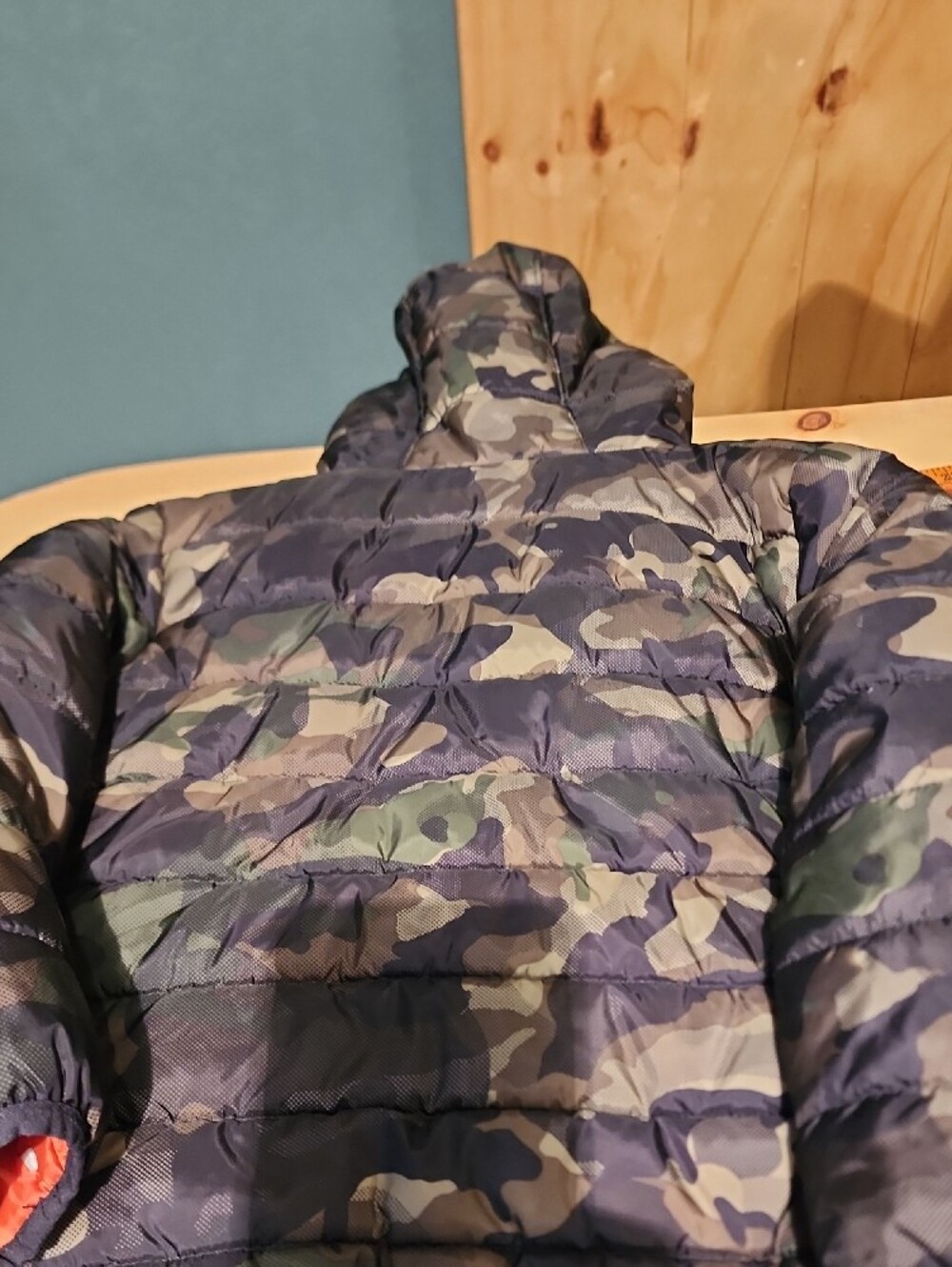 Nike Kids Camo Puffer Jacket with Bright Orange Zip - Picture 5 of 5